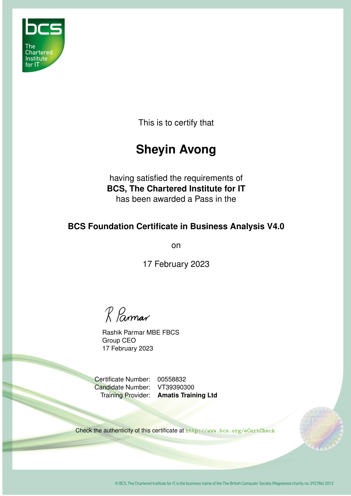 BCS Business Analysis Certificate (preview)